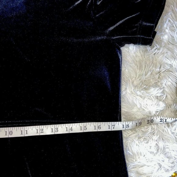 Talbots Velvet Midi Dress Size SMALL Black Empire Waist Short Sleeve Gorgeous - Picture 7 of 9